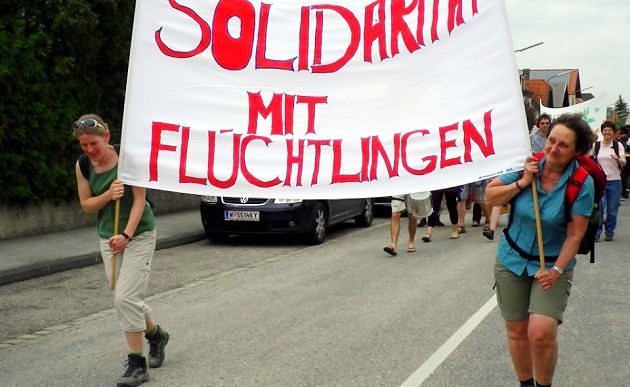 Transparent der Romaria-Wallfahrt / Don Bosco Flüchtlingswerk